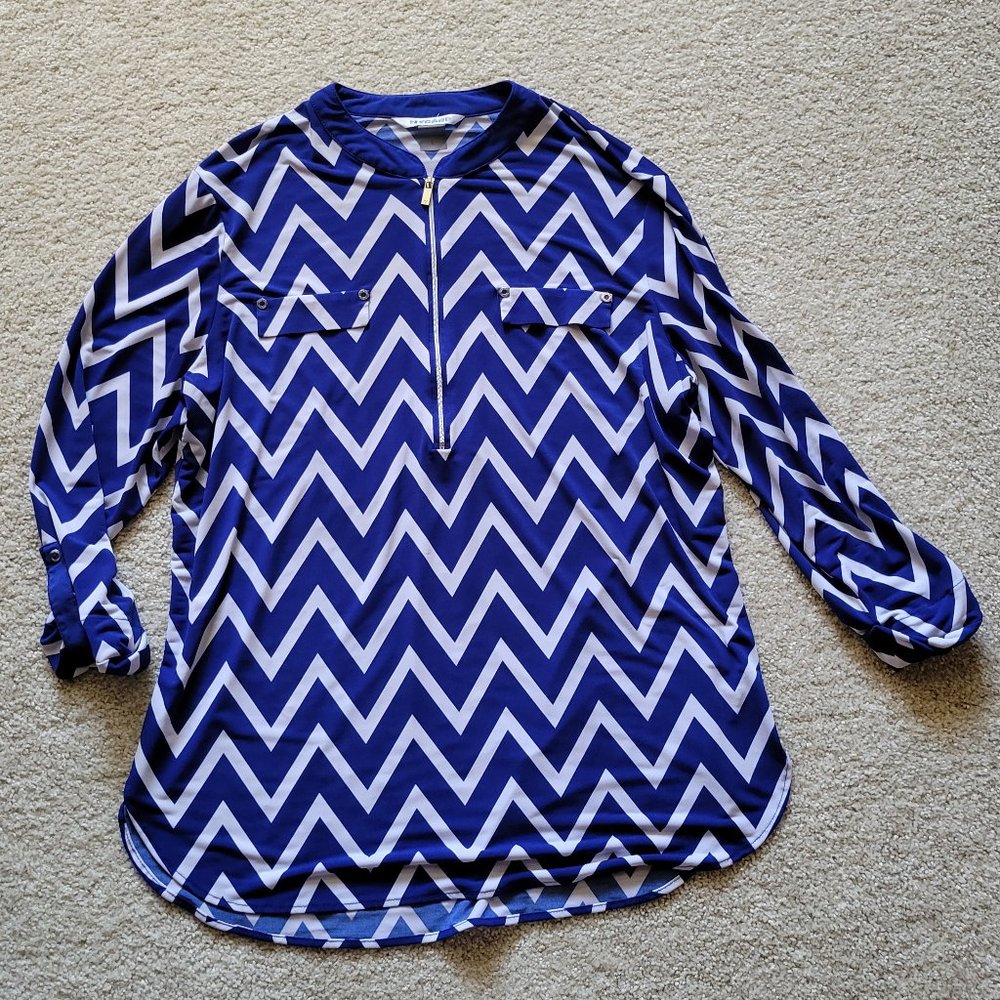 Peter Nygard Half-Zip Chevron Blouse